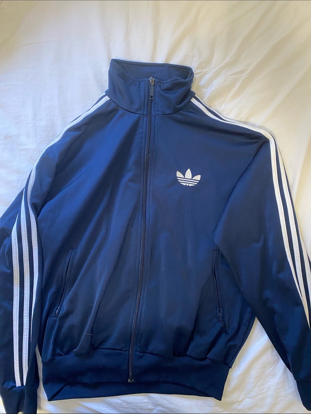 adidas Blue Track Jacket with White Stripes